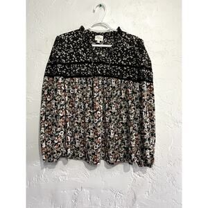 Ava‎ James floral blouse womens medium cottagecore bohemian lagenlook fairycore